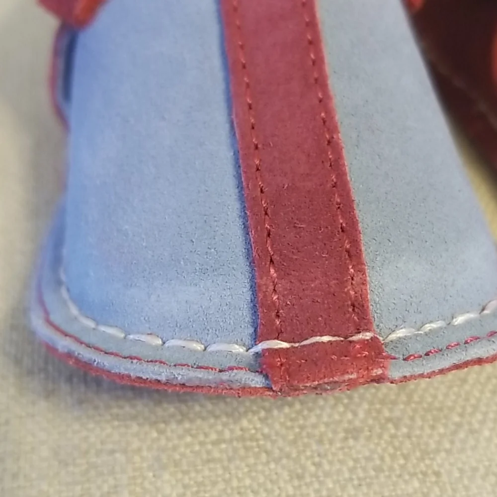 Pipit Striped Toddler Shoes in Sky/Red